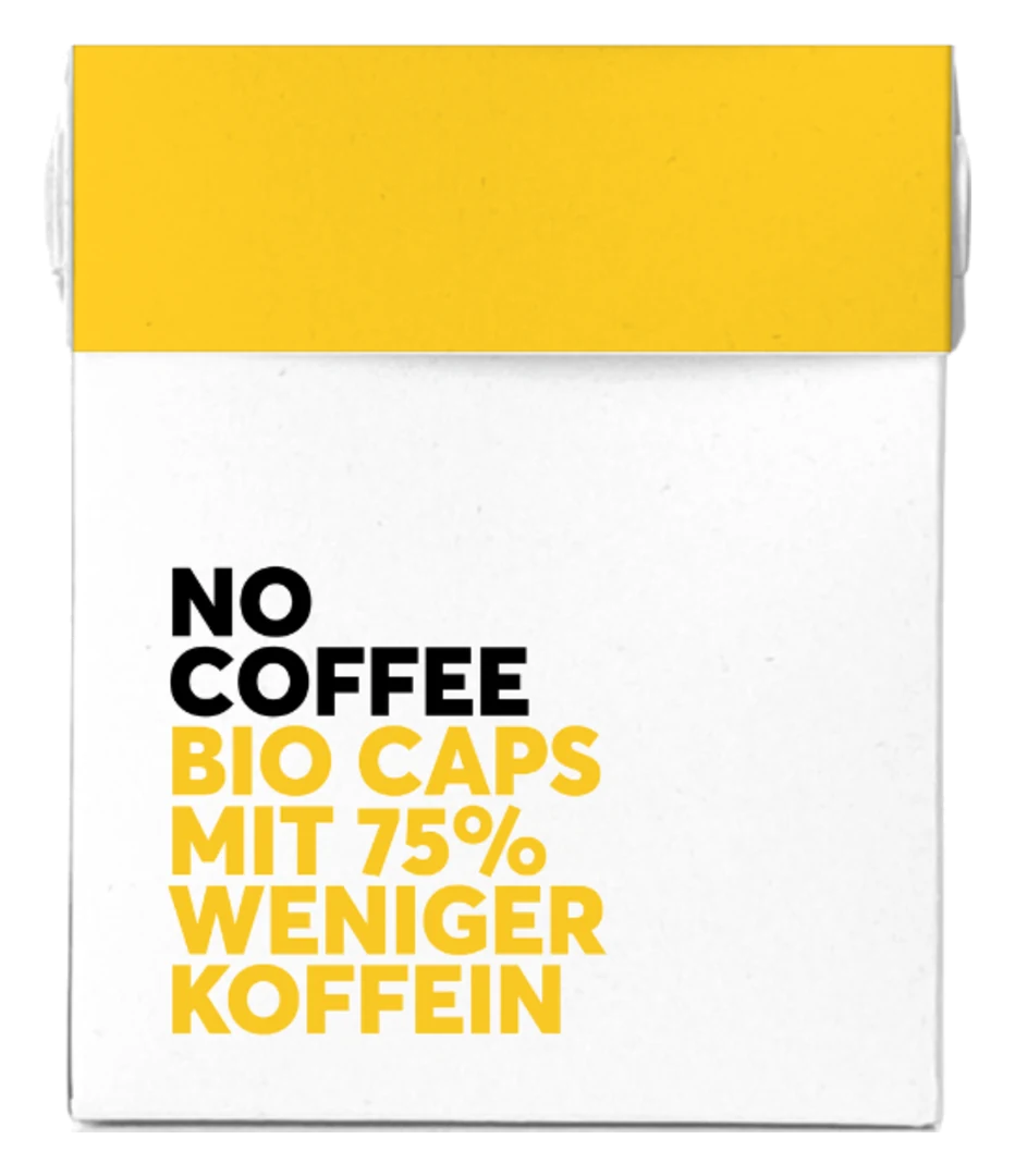 Packung No Caps Bio-Kapseln mit 75 % weniger Koffein